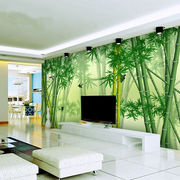 田园风景竹子壁画荷花家用墙布5d电视背景墙纸，中式8d立体山水壁纸