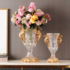 欧式高端玻璃花瓶摆件孔雀，客厅玄关餐桌轻奢家居插花美式软装饰品