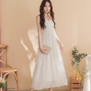 桔熊夏季韩版很仙的气质蕾丝吊带长裙大摆连衣裙子女神大码DA7521
