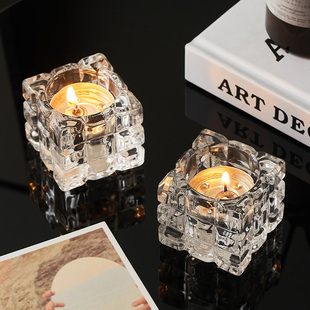 玻璃蜡烛烛台摆件餐桌家用透明水晶蜡烛台高级感欧式复古浪漫装饰
