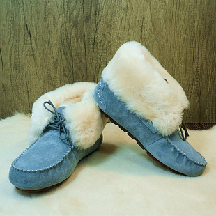 冬季保暖短筒靴 系带豆豆靴 橡胶底防滑 女棉靴35-3
