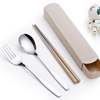 创意可爱不锈钢便携餐具筷子勺子，叉子套装学生，单人装三件套餐具盒