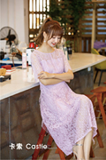 AA1223321475卡索优选蕾丝连衣裙2024秋季新品A字版裙女装