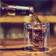 洋酒威士忌创意红酒鸡尾酒个性骷髅头双层玻璃酒杯酒瓶伏特加酒杯