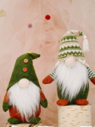 圣诞节无脸娃娃精灵公仔，欧美绿色风格，装饰无纺布北欧鲁道夫摆件