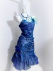 蓝色大海的传说原创蓝偏光绿色，昭和公主性感包臀鱼尾连衣裙礼服裙