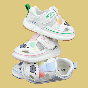 男女宝宝夏季镂空半凉鞋叫叫鞋1至2岁婴儿防滑魔术贴学步机能凉鞋