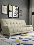 简约现代双人客厅可折叠沙发床 简易办公小户型实木皮艺沙发床1.8