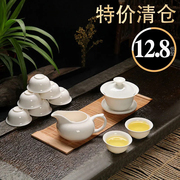 茶具泡茶器陶瓷功夫茶具套装，简易整套青花盖碗家用白瓷茶杯茶壶