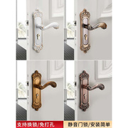卧室门锁室内家用通用型房间门把手，欧式静音锁具套装木门老式手柄