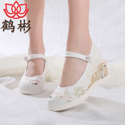 新老北京布鞋女古装汉服鞋古风高跟布鞋民族风厚底坡跟舞蹈绣花鞋