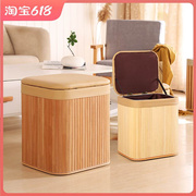 竹编实木收纳凳储物凳子，家用门口放东西可坐多功能小整理箱换鞋椅