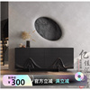 上海定制黑色烤漆雕刻高端电视柜雕刻样板，柜深色玄关装饰餐边高柜
