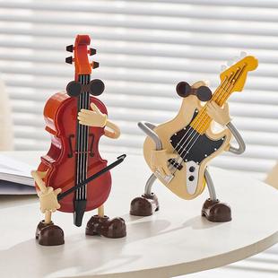 创意小提琴装饰摆件玄关书柜桌面音乐盒家居饰品男孩儿童生日礼物
