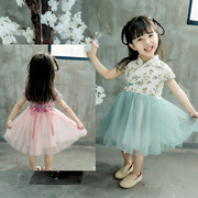 女童青花瓷汉服连衣裙，2024夏季洋气时髦儿童装女宝宝，公主裙潮