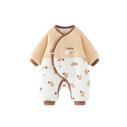 新生儿棉衣0-3个月冬季初生宝宝夹棉蝴蝶衣婴儿衣服哈衣抱衣