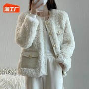 小香风高级感羊羔毛绒，外套女秋冬季皮草，时尚棉衣棉服2023年