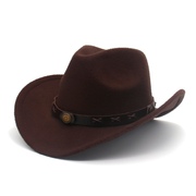 弯檐西部爵士帽牛仔帽复古男女卷边凹凸造型，毡帽英伦时尚礼帽