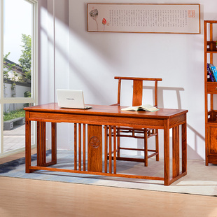 红木书桌新中式简约电脑桌办公桌全实木书房画案家用花梨木写字台