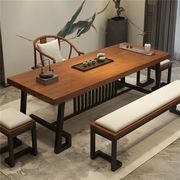 实木功夫茶桌椅组合新中式书桌禅意茶台家用现代简约泡茶桌喝茶桌