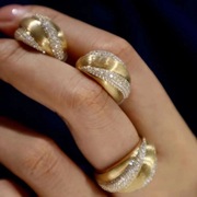 法式复古锆石戒指女款中古风小众高级感轻奢布家拉丝工艺首饰饰品