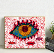 波普艺术草间弥生抽象装饰画粉红色眼睛红唇挂画现代客厅卧室壁画