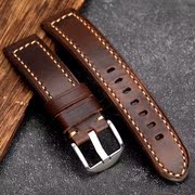 手工美国霍尔文牛皮表带，20222426mm加厚男真皮棕色复古表链