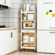 太空铝厨房置物架白色，落地多层电器微波炉，烤箱架子可移动家用货架