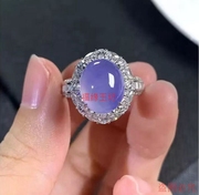 天然珠宝玉石翡翠紫罗兰，玉佛高冰种镶嵌戒指，高端奢华大方典雅