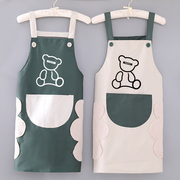 韩版围裙家用厨房防水防油工作服，女无袖可爱围腰男定制印logo
