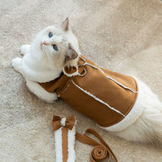 带牵引绳宠物小猫咪加厚棉衣马甲秋冬季衣服布偶猫英短暹罗猫蓝猫
