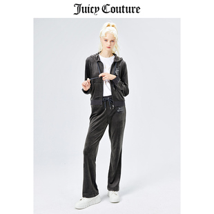 Juicy Couture橘滋套装女秋冬美式天鹅绒微喇长裤外套夹克女