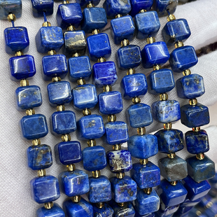 天然青金石方糖散珠手链项链，正方形水晶diy半成品，手串珠饰品配饰