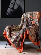欧式奢华动物橘色方毯搭毯小毛毯，方盖毯沙发毯空调毯子午休毯