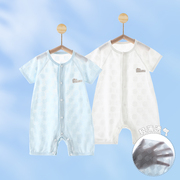 新生婴儿连体衣夏装短袖包屁衣男女，宝宝衣服夏季睡衣，薄款哈衣爬服