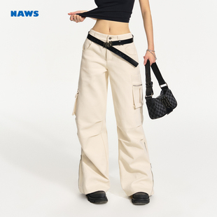 notawear沙漠公路万能裤装版型，至上米白色，美式高腰直筒工装裤