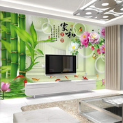 8d电视背景墙壁纸简约现代中式家和，墙纸客厅温馨墙影视5d立体壁画