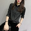 中国风气质盘扣提花暗纹衬衫女春夏设计感小众中式黑色衬衣上衣