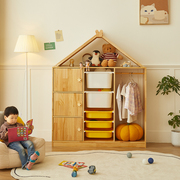 儿童衣柜收纳柜家用卧室简易实木，挂衣柜宝宝小衣橱分类置物储物柜