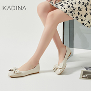 卡迪娜23年秋季羊皮革女单鞋蝴蝶结平跟轻便奶奶鞋KS231509