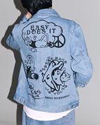  Obey Dream Team Denim Jacket 满印插画拉链牛仔夹克外套潮