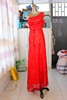 二手婚纱礼服红色单肩蕾丝，韩版晚礼服显瘦演出服