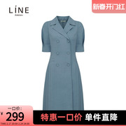 line韩国女装秋季气质西装，裙高腰五分，袖收腰连衣裙awoplh0900