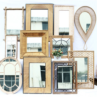 孤品大集合-美式家居装饰仿古做旧铁艺木质，镜子化妆镜全身镜壁饰