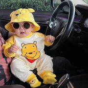 3-6-9-12男女宝韩版卫衣造型卡通连身衣婴幼儿哈衣爬服可爱黄小熊