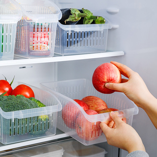 日本进口冰箱果蔬收纳筐抽屉式水果蔬菜整理篮厨房橱柜镂空塑料篮