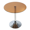 钢化玻璃咖啡色小圆桌子，简约吃饭餐台圆形网红奶茶，蛋糕餐桌椅组合