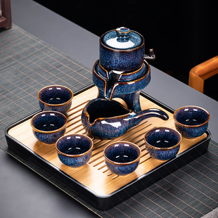 懒人功夫茶具套装家用建盏茶杯陶瓷办公室会客石磨茶壶自动泡茶器