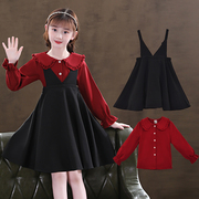 女童秋装套装洋气儿童2022韩版网红时髦秋季连衣裙长袖两件套