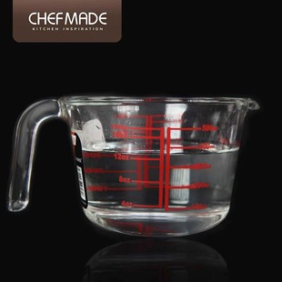学厨加厚玻璃量杯500ml毫升容量，耐高温可冷藏计量杯家用烘焙工具